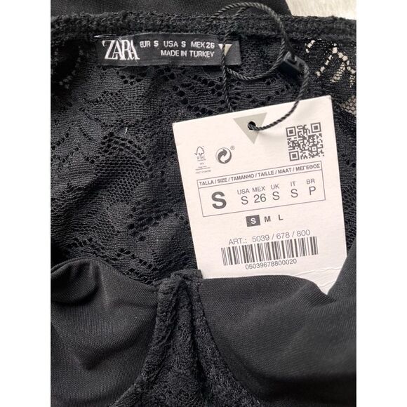 NWT Zara Black Mini Lace Dress, Size Small - Picture 9 of 14